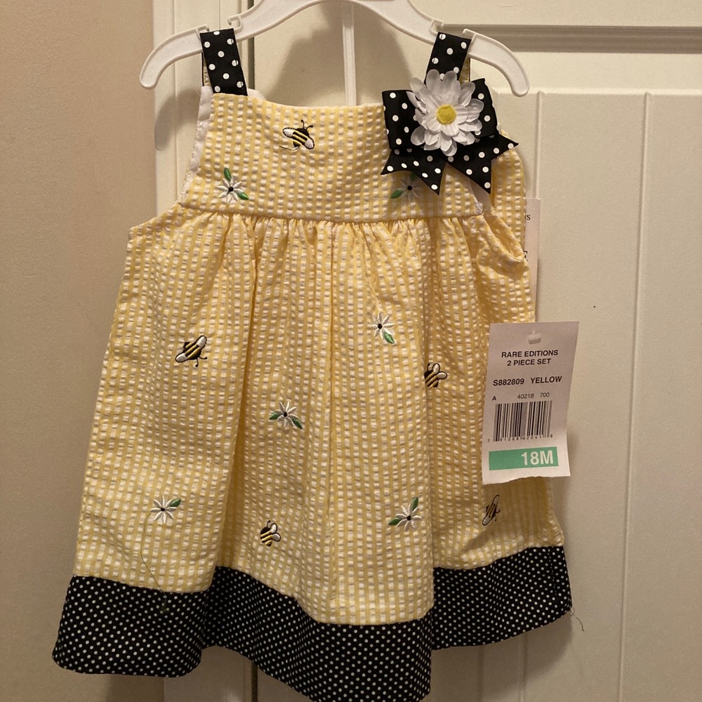 NWT Rare Editions yellow gingham dress - 18 months